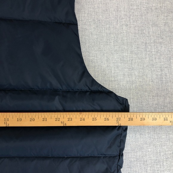 Lands End Goose Down Feather Puffer Blue Vest Snap Front Mens XXL Gilet Heritage - Picture 10 of 11